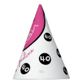 ハッピーバースデー40thピンクのカスタム紙パーティー帽子 パーティーハット (右)