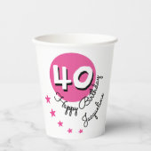 ハッピーバースデー40thピンク名前をカスタムする 紙コップ (正面)