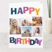 ハッピーバースデー5フォトコラージュ カード (正面)