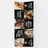 ハッピーバースデー5フォトブラック金ゴールド 横断幕 (縦)