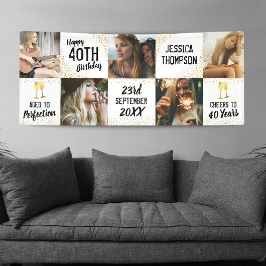 ハッピーバースデー5フォト大人 横断幕