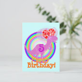 ハッピーバースデー5年パープルTレックスディノポストカード ポストカード (スタンド正面)