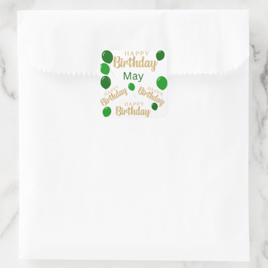 ハッピーバースデー5月の誕生日シール スクエアシール (バッグ)