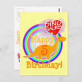 ハッピーバースデー5歳オレンジ恐竜ポストカード ポストカード (正面/裏面)