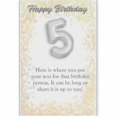 ハッピーバースデー5歳ステッカー シール (正面)