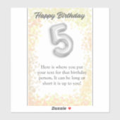 ハッピーバースデー5歳ステッカー シール (シート)
