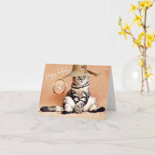 ハッピーバースデー50と素晴らしい誕生日 カード (黄色い花)