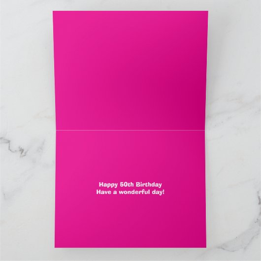 ハッピーバースデー50ピンクスター名前をカスタムすると写真 カード (内部)