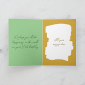 ハッピーバースデー50今日フォトグリーン金ゴールドを追加 カード (内部)