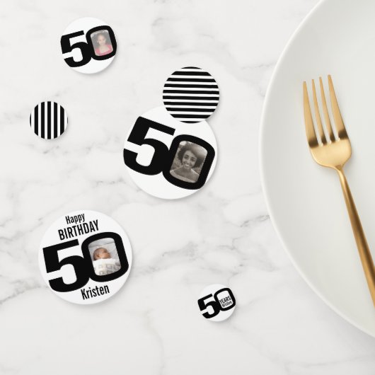 ハッピーバースデー50位名・写真紙紙吹雪 コンフェッティ (グループ)