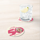 ハッピーバースデー50名とフォト紙コースター ラウンドペーパーコースター (インサイチュ)