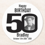 ハッピーバースデー50名と写真年 ラウンドペーパーコースター (正面)
