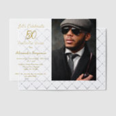 ハッピーバースデー50年写真五十パーティー ベラム紙招待状 (オフセット (招待状))