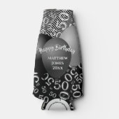 ハッピーバースデー50番目の数値パターン黒/白50 ボトルクーラー (正面)