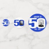 ハッピーバースデー50番目写真青ホワイト コンフェッティ (正面)