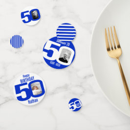 ハッピーバースデー50番目写真青ホワイト コンフェッティ