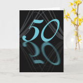 ハッピーバースデー50、スタイリッシュ鏡50、50歳誕生日 カード (黄色い花)