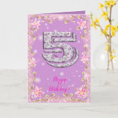 ハッピーバースデー5 カード (黄色い花)