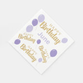 ハッピーバースデー6月の誕生日ペーパーナプキン スタンダードランチョンナプキン (角)