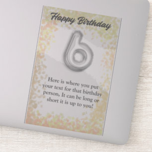 ハッピーバースデー6歳ステッカー シール