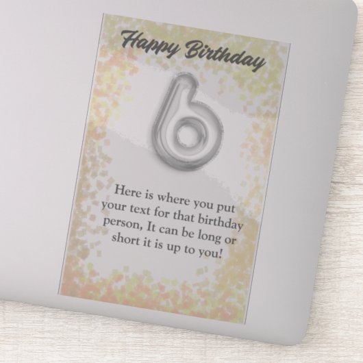 ハッピーバースデー6歳ステッカー シール (詳細)