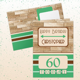 ハッピーバースデー60今日の名前グリーンブラウン カード