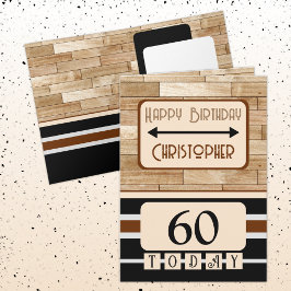ハッピーバースデー60今日の名前ブラックブラウン カード