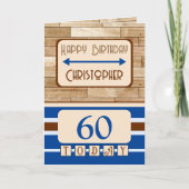 ハッピーバースデー60今日の名前ブルーブラウン カード (正面)