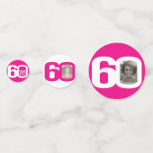 ハッピーバースデー60位写真白番 コンフェッティ (正面)