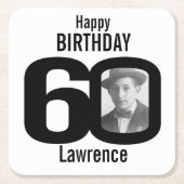 ハッピーバースデー60位名・フォト紙コースター スクエアペーパーコースター (正面)