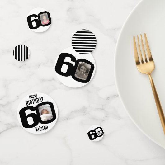 ハッピーバースデー60位名・写真紙紙吹雪 コンフェッティ (グループ)