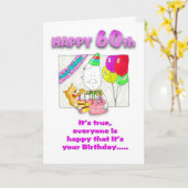 ハッピーバースデー60番目のカード(ケーキ60番目) カード (黄色い花)