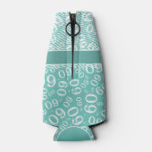 ハッピーバースデー60番目の数値パターンティール(緑がかった色)と白 ボトルクーラー (裏面)