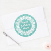 ハッピーバースデー60番目の数値パターンティール(緑がかった色)と白 ラウンドシール (封筒)