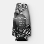 ハッピーバースデー60番目の数値パターン白黒 ボトルクーラー (正面)