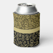 ハッピーバースデー60番目の数値パターン金ゴールドと黒 缶クーラー (缶裏面)
