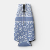 ハッピーバースデー60番目の数値パターン青と白 ボトルクーラー (裏面)