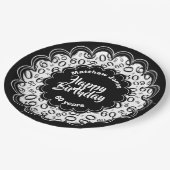 ハッピーバースデー60番目の白黒の数値パターン ペーパープレート (アングル)