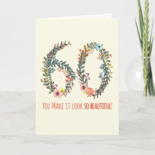 ハッピーバースデー60、あなたはそれをとても美しく見せるC カード (正面)