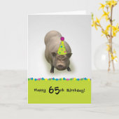 ハッピーバースデー65、甘いお祝いグリーティングカード カード (黄色い花)