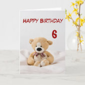 ハッピーバースデー6thテディベアテーマ カード (黄色い花)
