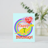 ハッピーバースデー7年イエローディノハガキ ポストカード (スタンド正面)