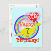 ハッピーバースデー7年イエローディノハガキ ポストカード (正面/裏面)