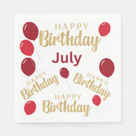 ハッピーバースデー7月の誕生日ペーパーナプキン スタンダードランチョンナプキン