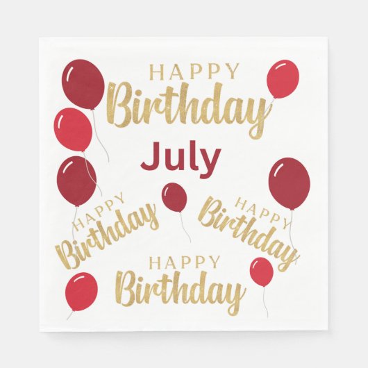 ハッピーバースデー7月の誕生日ペーパーナプキン スタンダードランチョンナプキン (正面)