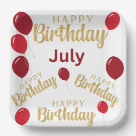 ハッピーバースデー7月の誕生日紙プレート ペーパープレート