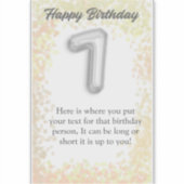 ハッピーバースデー7歳ステッカー シール (正面)