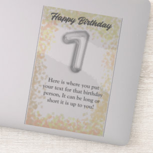 ハッピーバースデー7歳ステッカー シール