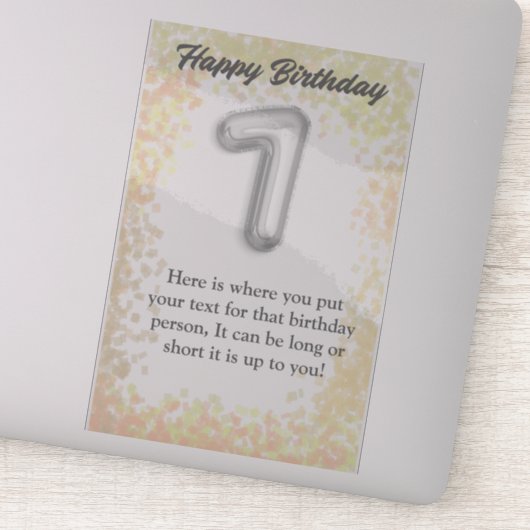 ハッピーバースデー7歳ステッカー シール (詳細)