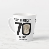 ハッピーバースデー70の名前と2枚の写真 カフェラテマグ